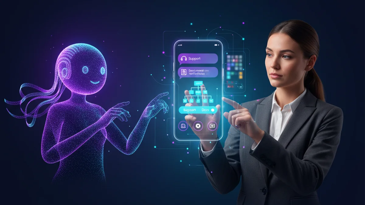 Business professional comparing AI chatbots for support, documents, and image-based workflows on phone