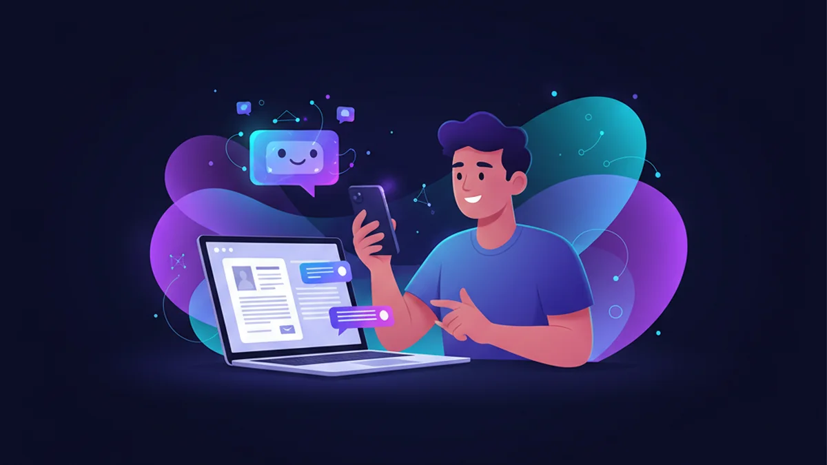 Person revising a resume with an AI chatbot on iPhone and a laptop open