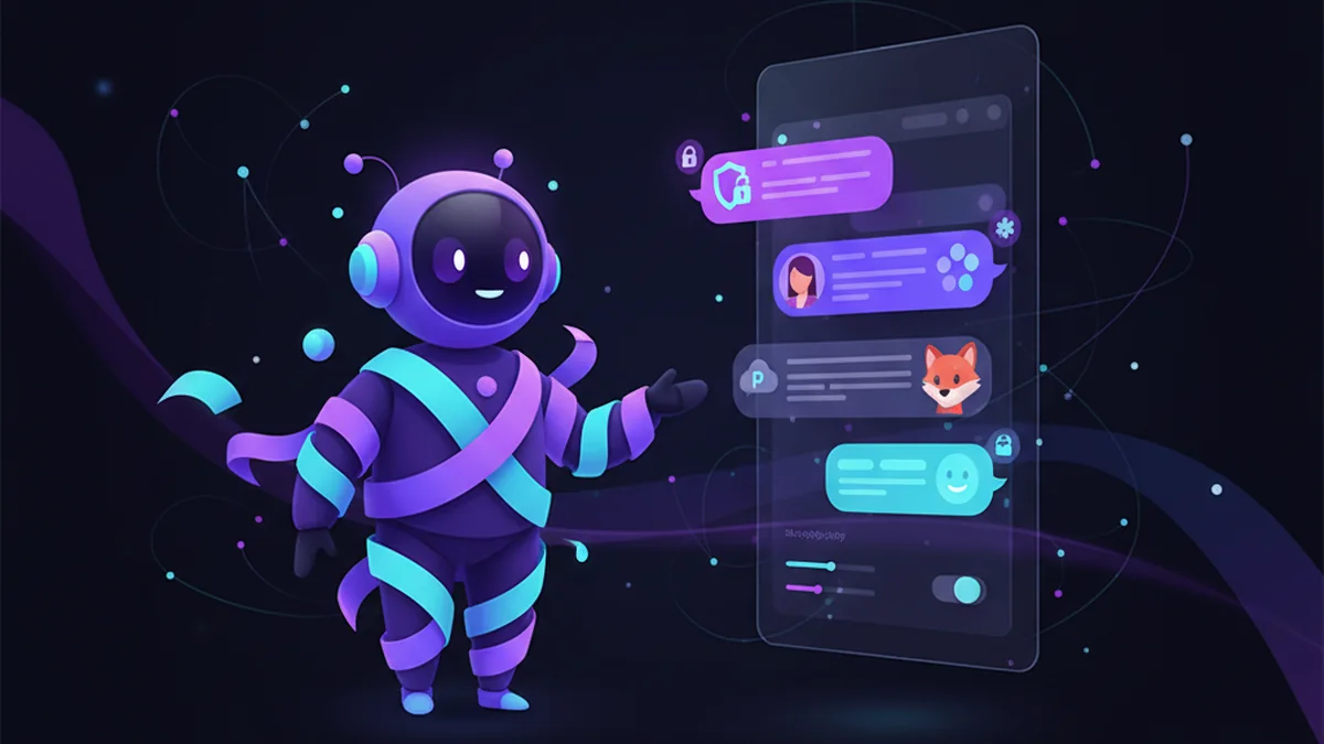 Person comparing AI companion chat apps with safety settings, privacy notes, and SFW character options