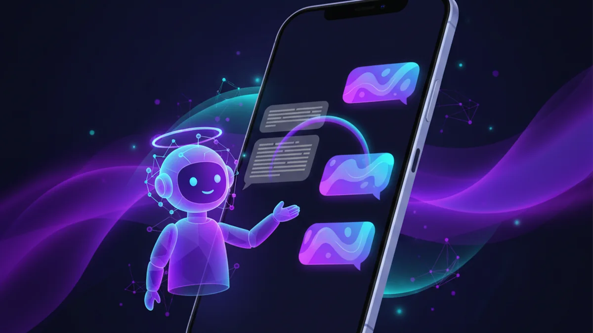 iPhone screen showing an AI humanizer rewriting stiff AI text into natural paragraphs