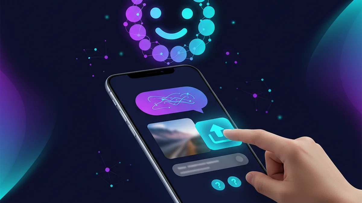 Person uploading a photo to an AI chat app for visual question answering