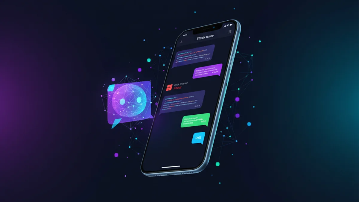 Phone showing an AI chat debugging a Python stack trace with suggested fixes and tests