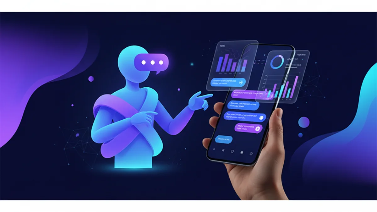 Person practicing interview questions on iPhone with AI chatbot feedback and scoring dashboard