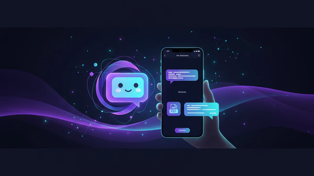 Person using an iPhone AI chatbot to summarize a multi-page PDF report quickly