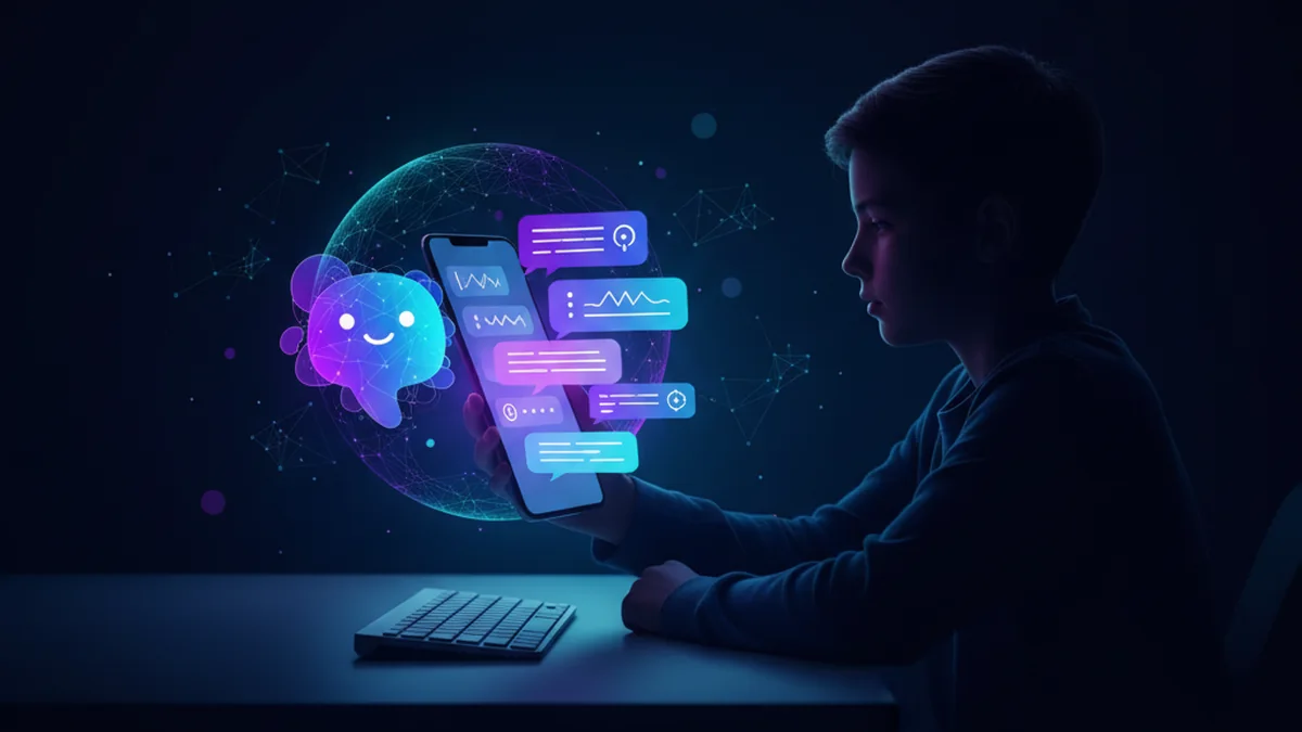 Student using an iPhone AI writing app to outline, draft, and revise an essay