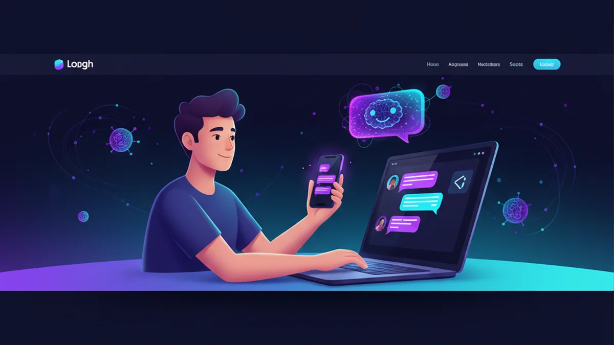 Person testing free AI chat tools with no signup on phone and laptop