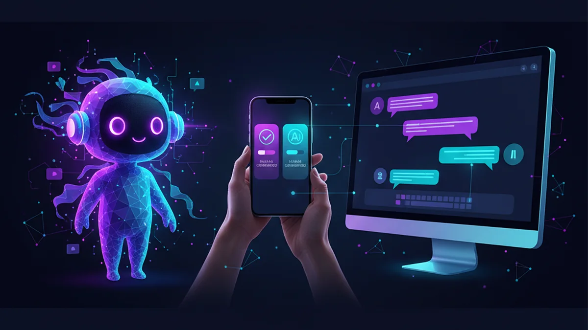 Person reviewing an AI detector result on iPhone beside a ChatGPT-style chat screen