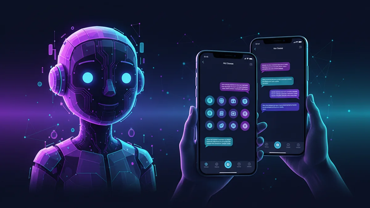 Person comparing free AI chat apps, including Chatbots.me demos and AI Chat iPhone app
