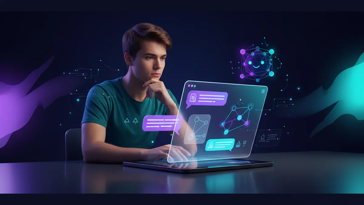 Student using a free essay writing app with AI chat, outline builder, and citations
