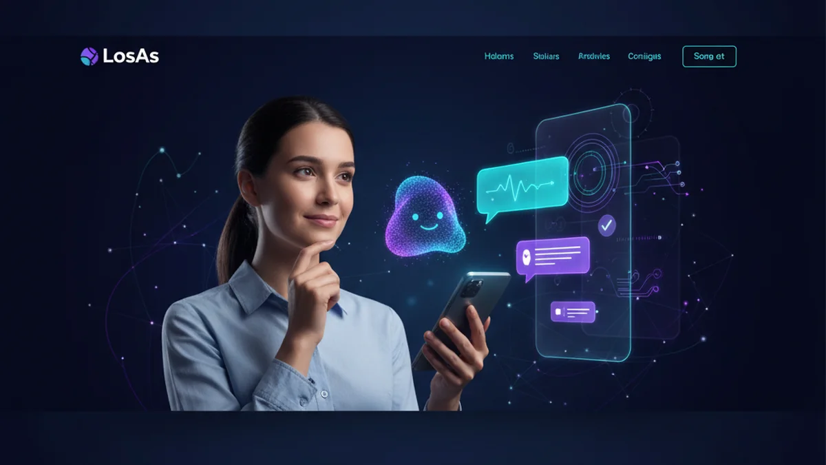 Person rehearsing job interview answers on phone with AI chatbot feedback and notes
