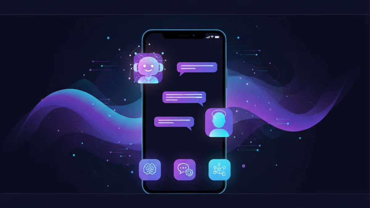 Person chatting on iPhone with a SFW AI companion chatbot and tool recommendations