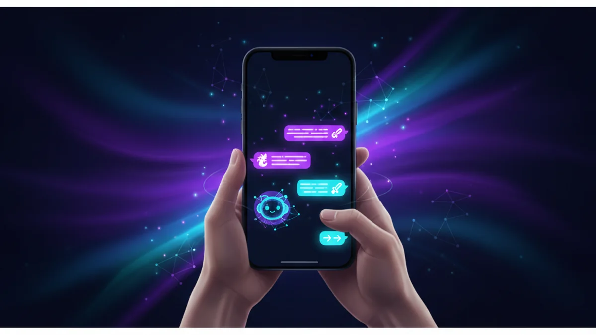 Person roleplaying a fantasy text adventure with an AI chatbot on an iPhone screen