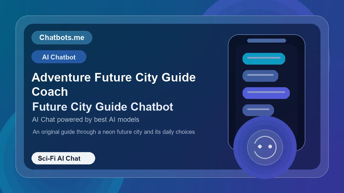 Adventure Future City Guide Coach chatbot visual for sci-fi AI chat