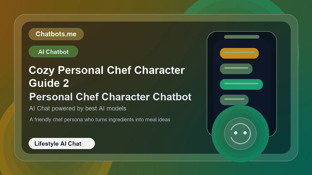 Cozy Personal Chef Character Guide 2 chatbot visual for lifestyle AI chat