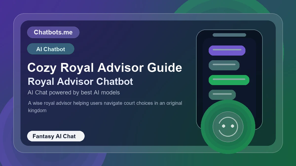 Cozy Royal Advisor Guide chatbot visual for fantasy AI chat
