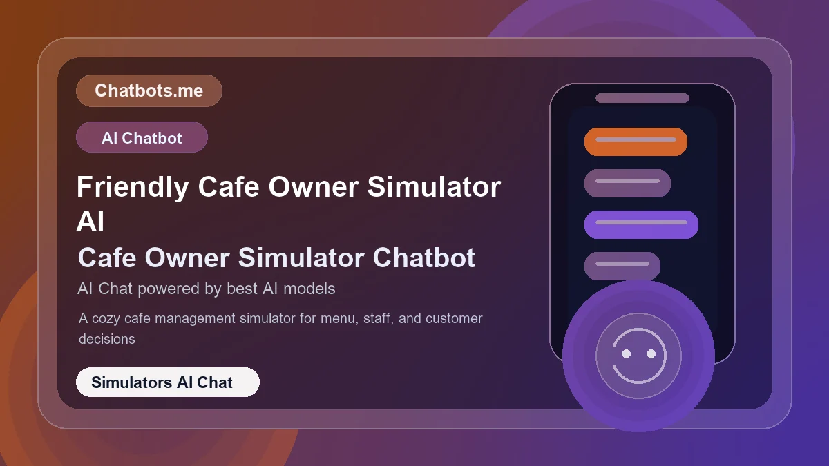Friendly Cafe Owner Simulator AI chatbot visual for simulators AI chat