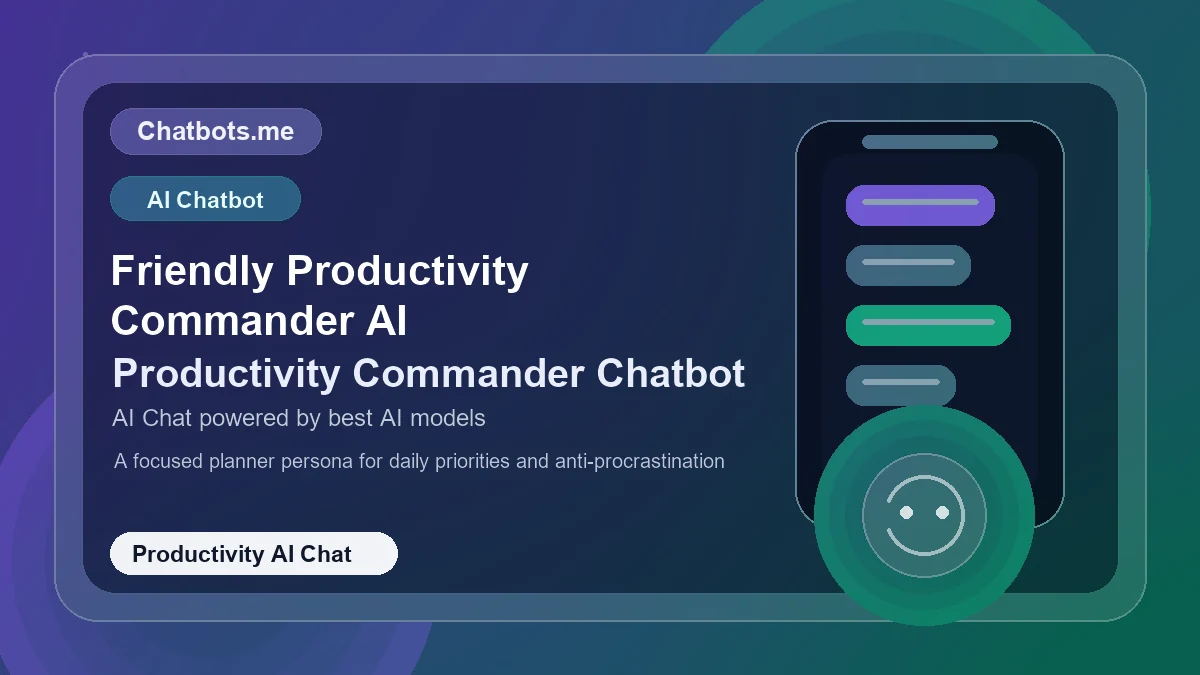 Friendly Productivity Commander AI chatbot visual for productivity AI chat