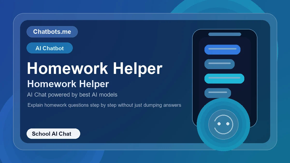Homework Helper chatbot visual for school AI chat