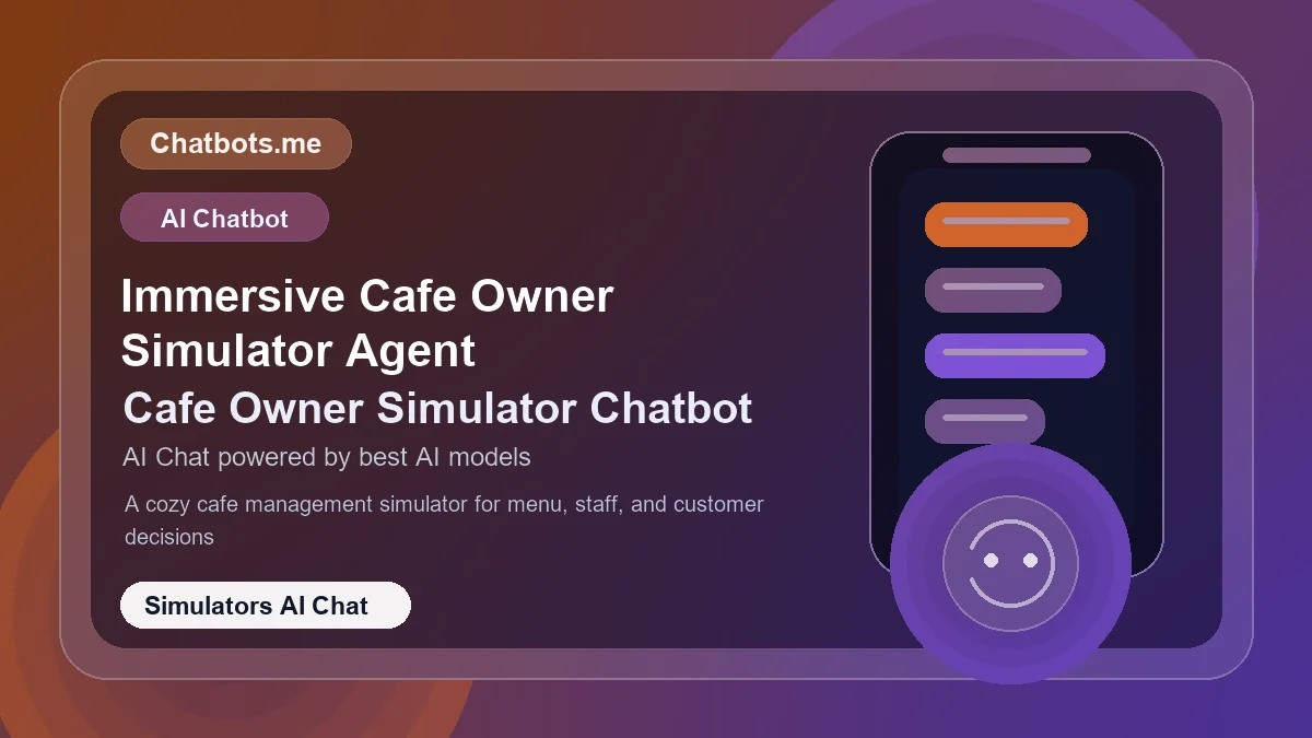 Immersive Cafe Owner Simulator Agent chatbot visual for simulators AI chat