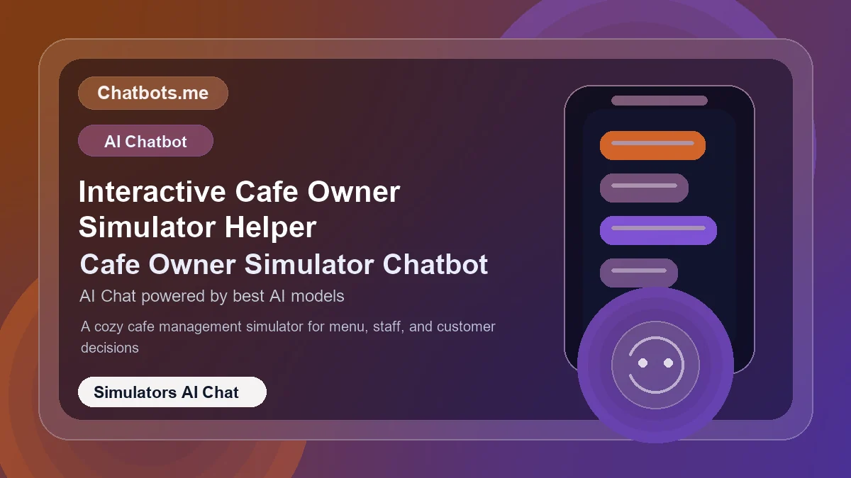 Interactive Cafe Owner Simulator Helper chatbot visual for simulators AI chat