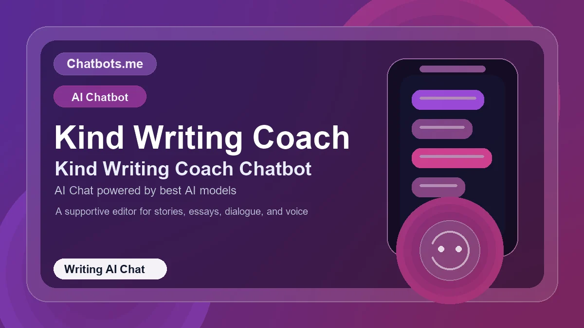 Kind Writing Coach chatbot visual for writing AI chat