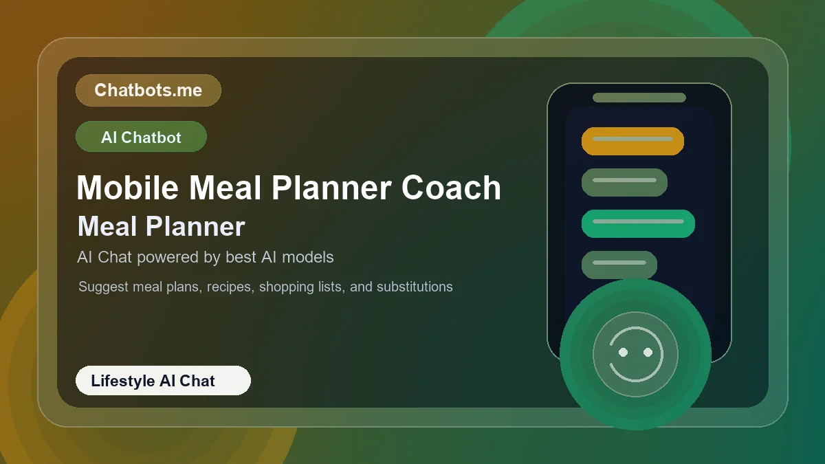Mobile Meal Planner Coach chatbot visual for lifestyle AI chat
