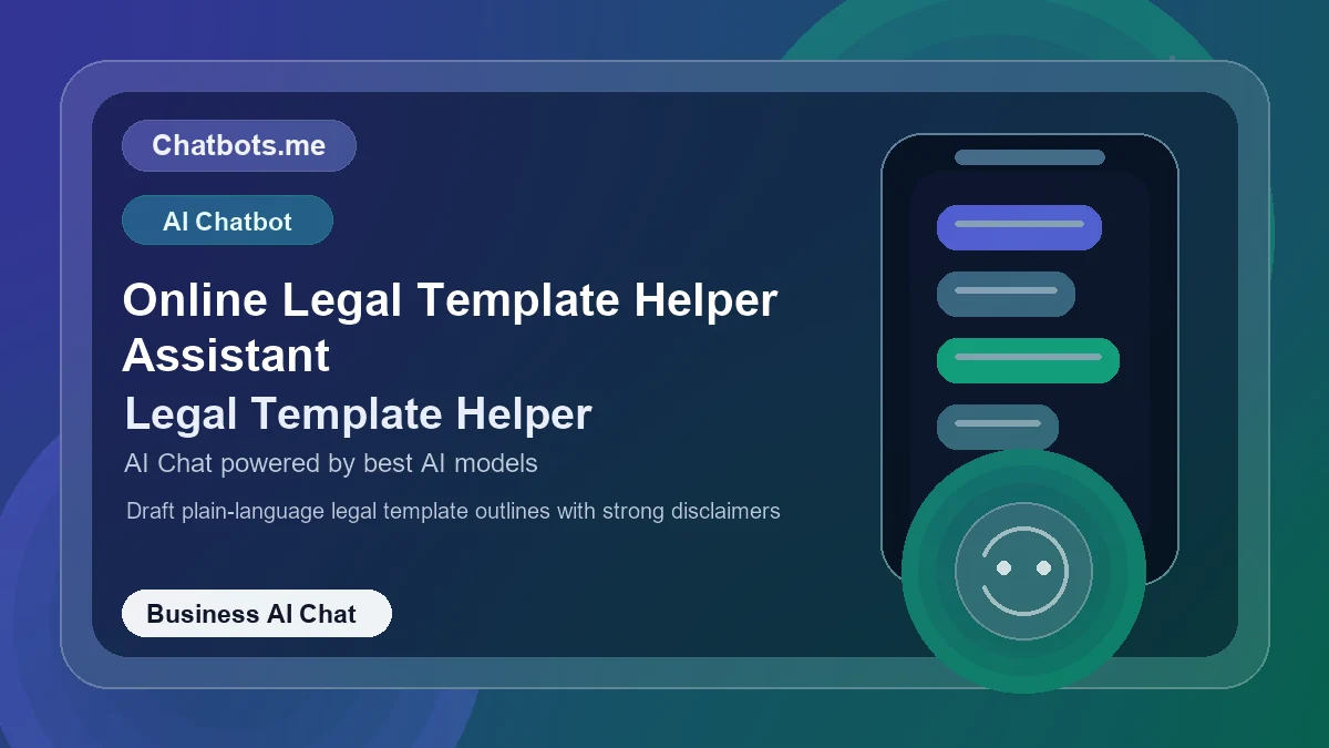 Online Legal Template Helper Assistant chatbot visual for business AI chat