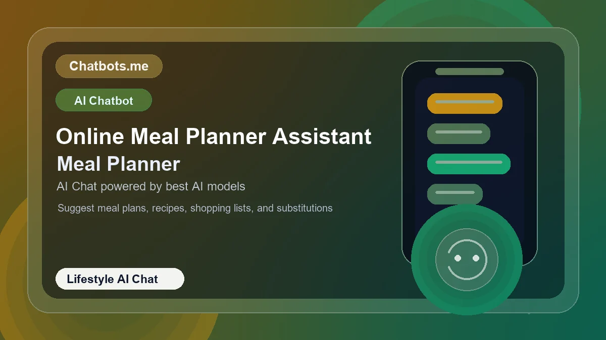 Online Meal Planner Assistant chatbot visual for lifestyle AI chat