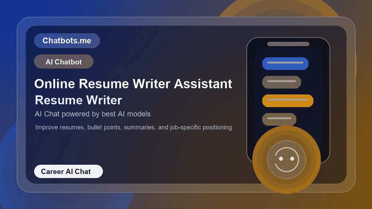 Online Resume Writer Assistant chatbot visual for career AI chat
