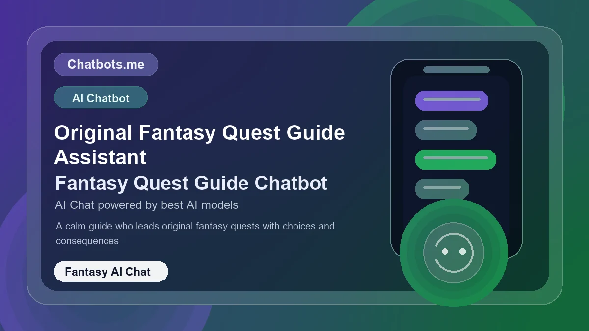 Original Fantasy Quest Guide Assistant chatbot visual for fantasy AI chat