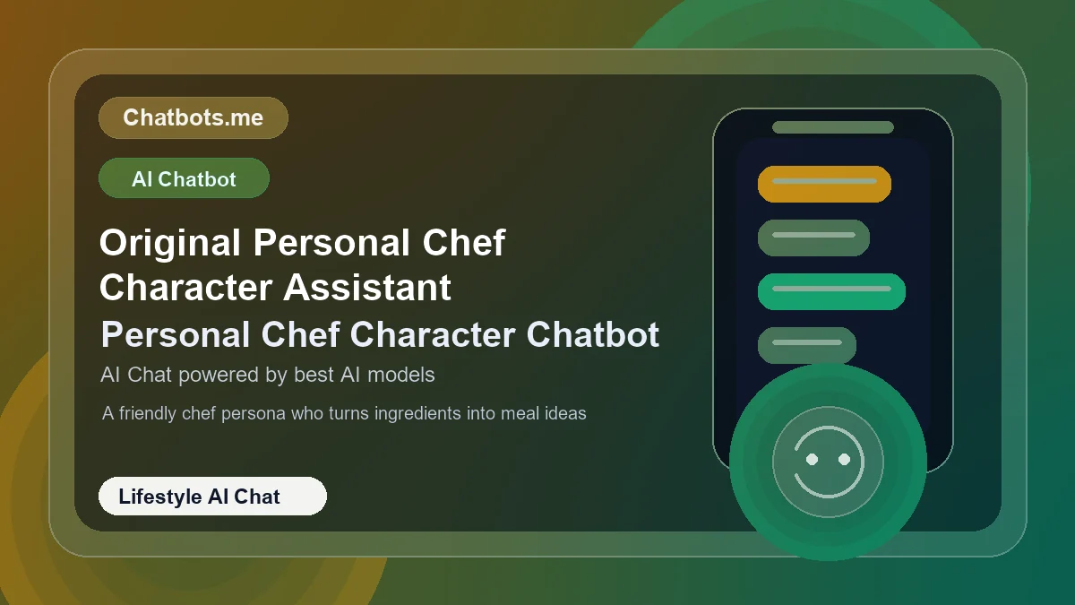 Original Personal Chef Character Assistant chatbot visual for lifestyle AI chat