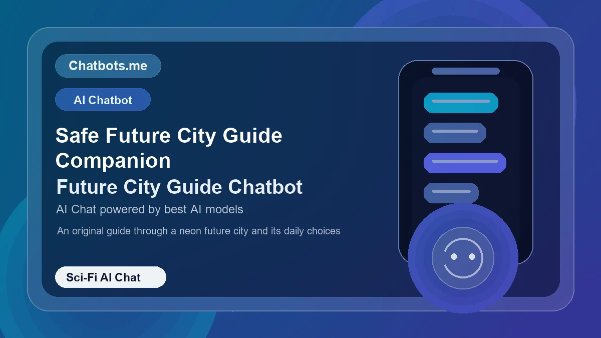Safe Future City Guide Companion chatbot visual for sci-fi AI chat